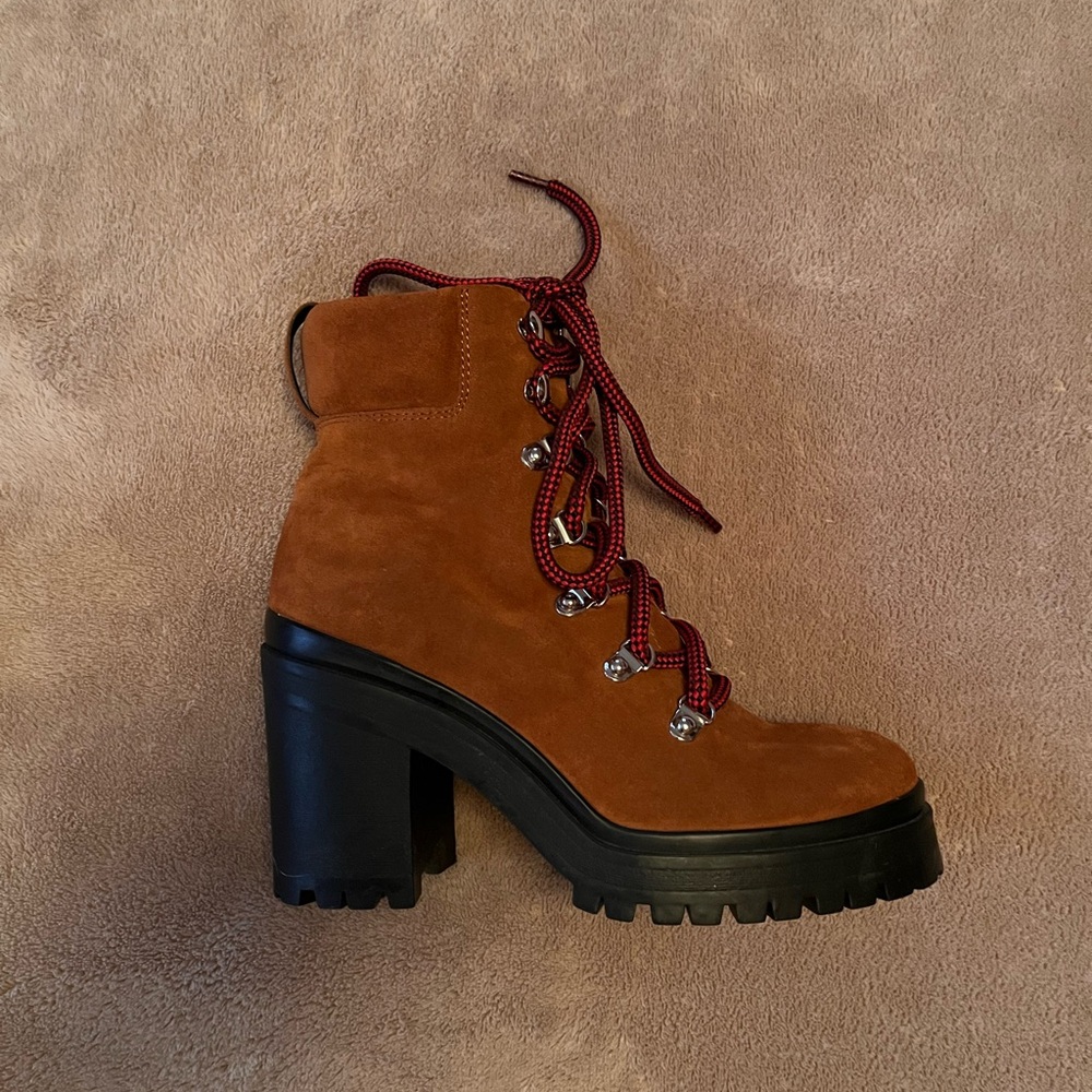 Rebecca Minkoff Tan Suede Lace-Up Boots